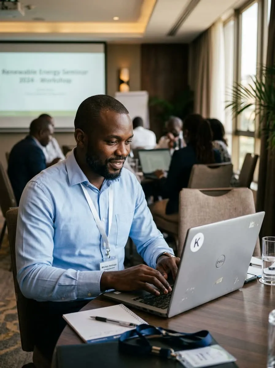 Participant working on a laptop during a Kreivo session